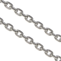 Rustfrit stål Oval Chain, Stainless Steel, oval kæde, oprindelige farve, 3x2x0.60mm, 100m/Lot, Solgt af Lot