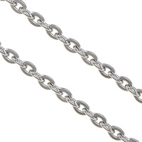 Rustfrit stål Oval Chain, Stainless Steel, oval kæde, oprindelige farve, 2x1.50x0.40mm, 100m/Lot, Solgt af Lot