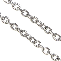 Stainless Steel Oval Chain, original color, 2x1.50x0.40mm, 100m/Lot, Sold By Lot