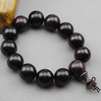 Wrist Mala Black Sandalwood with nylon elastic cord Round & Buddhist jewelry Sold By Lot