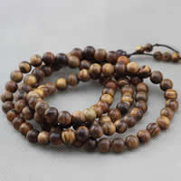 108 Mala perler, Hua Qinan Wood, med elastisk nylonsnor, Runde, buddhistiske smykker & 4-streng, 8mm, Længde Ca. 34 inch, 3Strands/Lot, 108/Strand, Solgt af Lot