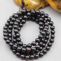 Wrist Mala Black Sandalwood with nylon elastic cord Round & Buddhist jewelry &  Sold By Lot
