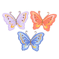 Iron on Patches, Cloth, Butterfly, mixed colors, 86x65x1mm, 10Sets/Lot, 9PCs/Set, Sold By Lot