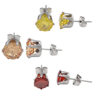 ROSTFRITT STÅL Stud Earring, olika storlek för val & med strass, fler färger för val, Säljs av Lot