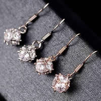 Brass Drop Earring plated with cubic zirconia mixed colors nickel lead & cadmium free 50mm Sold By Bag