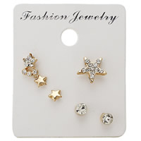 Zinc Alloy Stud Earring stainless steel post pin gold color plated with rhinestone nickel lead & cadmium free Sold By Set