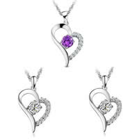 Brass Jewelry Pendants, Heart, platinum plated, with cubic zirconia & with rhinestone, mixed colors, nickel, lead & cadmium free, 26x20mm, Hole:Approx 3-8mm, 10PCs/Lot, Sold By Lot