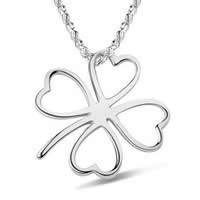 925 Sterling Silver Pendant, Four Leaf Clover, platinum plated, 10x10mm, Hole:Approx 3-8mm, 10PCs/Lot, Sold By Lot