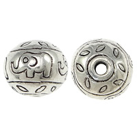 3 Holes Guru Beads, Tibetan Style, Rondelle, antique silver color plated, nickel, lead & cadmium free, 10x12mm, Hole:Approx 2mm, 200PCs/Lot, Sold By Lot