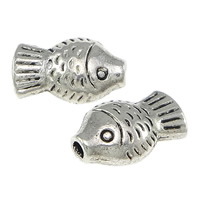 Tibetan Style Animal Beads, Fish, antique silver color plated, nickel, lead & cadmium free, 9x5x3mm, Hole:Approx 1mm, 300PCs/Lot, Sold By Lot