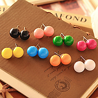 Acrylic Stud Earring with Zinc Alloy Round platinum color plated mixed colors nickel lead & cadmium free Sold By Lot