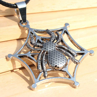 Zinc Alloy Jewelry Necklace with Wax Cord with 2lnch extender chain Spider plated Length Approx 18 Inch Sold By Lot