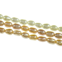 Riso coltivato in perla d'acqua dolce, perla d'acquadolce coltivata naturalmente, naturale, nessuno, Grade AA, 2-2.5mm, Foro:Appross. 0.8mm, Venduto per Appross. 15 pollice filo