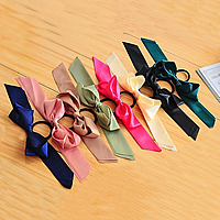 Satin Ribbon Hair Jewelry Elastic with Rubber Bowknot mixed colors nickel lead & cadmium free Sold By Lot