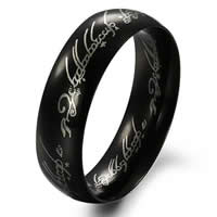 Hombres de acero inoxidable anillo del dedo, Donut, iónico negro, diverso tamaño para la opción & para hombre, 6mm, 20PCs/Bolsa, Vendido por Bolsa