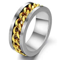 Stainless Steel Finger Ring for Men Donut plated & for man & two tone 8mm Sold By Bag