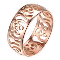 Stainless Steel Finger Ring, Donut, rose gold color plated, different size for choice & hollow, 7.5mm, 10PCs/Bag, Sold By Bag