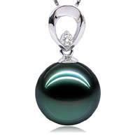 Tahitian Pearls Pendant with Brass Round natural & with cubic zirconia black Approx 3-5mm Sold By PC