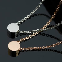 Titanium Steel Necklace, Flat Round, plated, oval chain, more colors for choice, 6.50mm, Sold Per Approx 18 Inch Strand