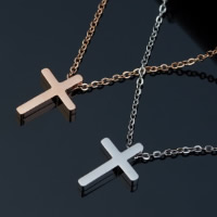 Titanium Steel Necklace, Cross, plated, oval chain, more colors for choice, 12mm, Sold Per Approx 18 Inch Strand
