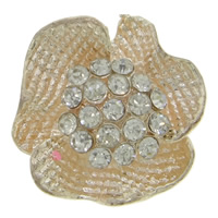 aleación de zinc accesorios de vestuario, Flor, chapado en color dorado, con diamantes de imitación, libre de níquel, plomo & cadmio, 21x6mm, 100PCs/Bolsa, Vendido por Bolsa