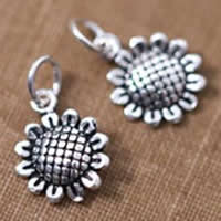 Brass Jewelry Pendants, Flower, antique silver color plated, lead & cadmium free, 10x7mm, Hole:Approx 2-5mm, 10PCs/Bag, Sold By Bag