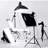 aluminio Mini Photo Studio Set, lámpara de flash & caja de luz suave & mesa de la sesión de fotos & disparador de flash & soporte de luz & caja de luz, con Lylon & Acrílico, barniz de secado al horno, adjunto con disparador de flash, libre de níquel, plomo & cadmio, 230x105x95mm,500x700mm,2100mm,710mm, 5PCs/Set, Vendido por Set