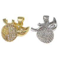 Cubic Zirconia Micro Pave Brass Pendant, Calabash, plated, micro pave cubic zirconia & hollow, more colors for choice, nickel, lead & cadmium free, 17x15x10mm, Hole:Approx 4.5x4.5mm, 20PCs/Lot, Sold By Lot