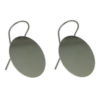 Brass Earring Hook, Flat Oval, platinum color plated, nickel, lead & cadmium free, 18x18x0.50mm, 500Pairs/Lot, Sold By Lot