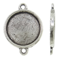 Tibetan Style Connector Setting, Flat Round, antique silver color plated, 1/1 loop, nickel, lead & cadmium free, 19x25x2mm, Hole:Approx 2mm, Inner Diameter:Approx 15.5mm, Approx 585PCs/KG, Sold By KG