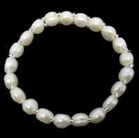 Bracelet en perles de culture d'eau douce, perle d'eau douce cultivée, avec laiton, bouton, naturel, plus de couleurs à choisir, 6-7mm, Longueur:Environ 7 pouce, 10Strandstoron/sac, Vendu par sac