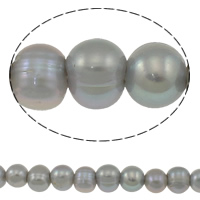 Kartoffel ferskvandskulturperle Beads, Ferskvandsperle, grå, 10-11mm, Hole:Ca. 2.5mm, Solgt Per Ca. 15 inch Strand