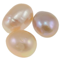 Perles nacres sans trou de culture d'eau douce, perle d'eau douce cultivée, riz, naturel, aucun trou, couleurs mélangées, 12-15mm, 10PC/sac, Vendu par sac