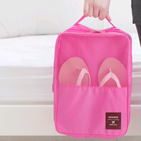 Polyester Shoes Bag with Plastic & Zinc Alloy Rectangle platinum color plated rose carmine nickel lead & cadmium free Sold By Lot
