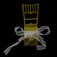 Caixa de doces de casamento, papel, with fita de cetim & plástico, Cadeira, feito à mão, com padrão de carta, prateado, 40x40x130mm, 200PCs/Lot, vendido por Lot