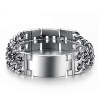 Stainless Steel Jewelry Bracelet, original color, 22.5mm, Length:Approx 8.5 Inch, 3Strands/Bag, Sold By Bag