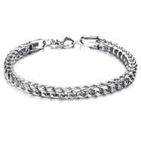 Stainless Steel Jewelry Bracelet, wheat chain, original color, 6.2mm, Length:Approx 9.5 Inch, 10Strands/Bag, Sold By Bag
