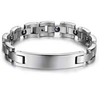 Stainless Steel Bracelet with Magnetic Hematite hygienical original color 12mm Length Approx 8.5 Inch Sold By Bag