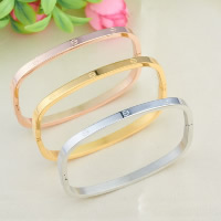 Titanium Steel Bangle Rectangle plated 4mm Inner Approx Length Approx 7 Inch Sold By Lot