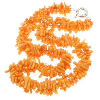 Koralle Halskette, Natürliche Koralle, Messing Federring Verschluss, Klumpen, orange, 5x7x3mm-4x15x3mm, verkauft per ca. 18.5 ZollInch Strang