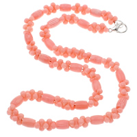 Coral Necklace Natural Coral brass lobster clasp pink  Sold Per Approx 17 Inch Strand