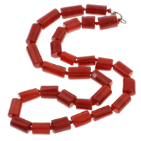 Coral Necklace, Natural Coral, brass lobster clasp, Tube, red, 8x14mm-8x17mm, Sold Per Approx 17 Inch Strand