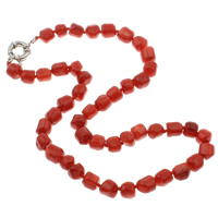 Coral Necklace Natural Coral brass spring ring clasp Nuggets red - Sold Per Approx 17 Inch Strand