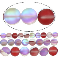 Glass Beads Round plated & frosted Approx 1mm Length Approx 15.5 Inch Sold By Lot
