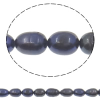 Perlas Arroz Freshwater, Perlas cultivadas de agua dulce, natural, Negro, 6-7mm, agujero:aproximado 0.8mm, Vendido para aproximado 14.5 Inch Sarta