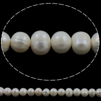 Perlas Redondas Freshwater, Perlas cultivadas de agua dulce, Esférico, natural, Blanco, Grado A, 8-9mm, agujero:aproximado 0.8mm, Vendido para 14.3 Inch Sarta