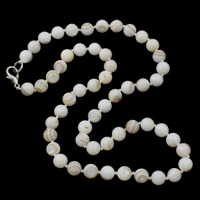Freshwater Shell Necklace, brass lobster clasp, Round, white, 7mm, Sold Per Approx 17 Inch Strand