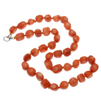 Coral Necklace, Natural Coral, brass lobster clasp, reddish orange, 8x11x7mm-9x11x8mm, Sold Per Approx 18 Inch Strand
