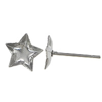 Stainless Steel Earring Stud Component, Star, original color, 8x8x12mm, 0.8mm, Inner Diameter:Approx 6mm, 500Pairs/Lot, Sold By Lot
