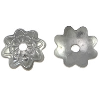 Cap kuglica od nehrđajućeg čelika, Nehrđajući čelik, Cvijet, izvorna boja, 7x7x1.50mm, Rupa:Približno 1mm, 3000računala/Lot, Prodano By Lot